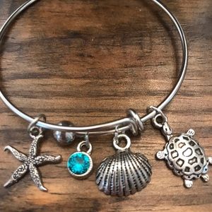 Starfish Shell Sea Turtle Turquoise Charm Bracelet
